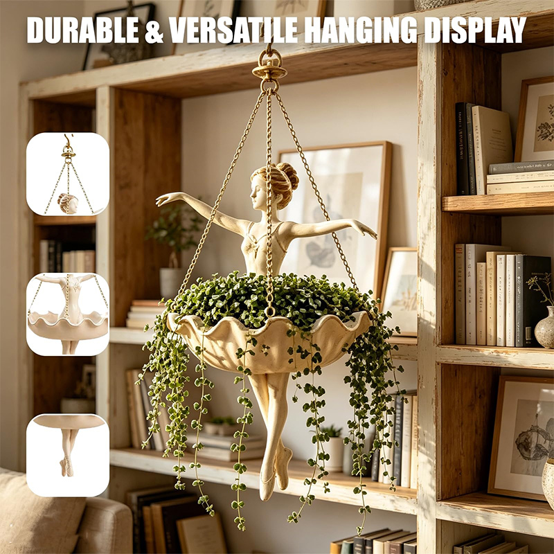 Spider Plant Hanging - バレエダンサー型ハンギングプランター、金属チェーン付きバレリーナプラントホルダー、多肉植物、つる植物、アイビー、スパイダープランツ、屋内外装飾