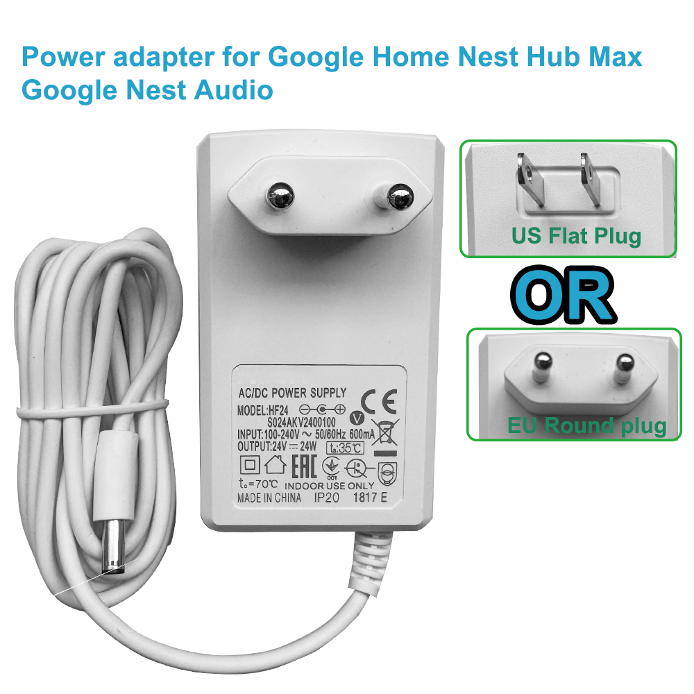 Google Speaker Nest Audio - Google Home Nest Hub Max用24V電源アダプター Google