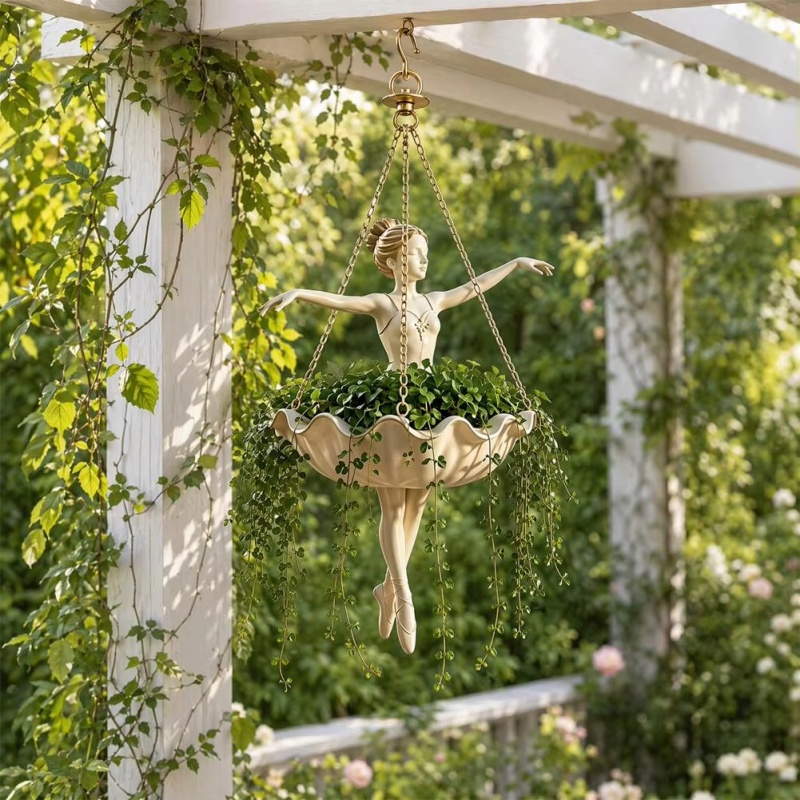 樹脂製バレリーナハンギングプランター、装飾用キュートな植木鉢 - Spider Plant Hanging のレビューと価格